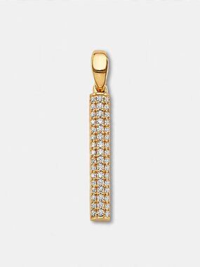 14K Gold CZ Bar Pendant By Tehrani Jewelry